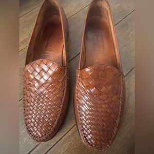 Cole Haan Brown Woven Leather Slip-On Loafers
